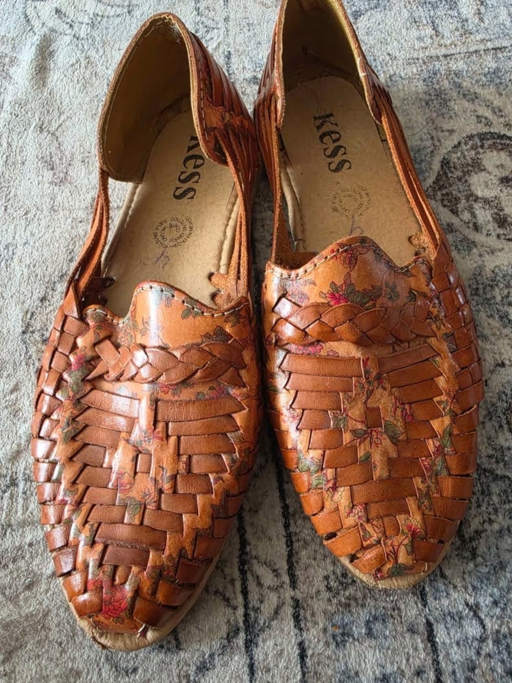 Women’s Woven Leather Huarache Slip-Ons — Brown
